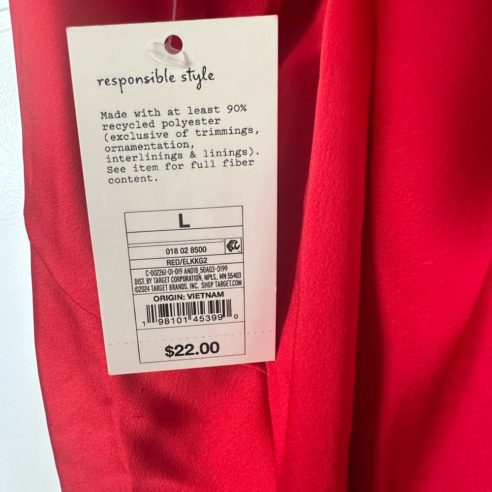 Red Silky Strapy New Top Size L